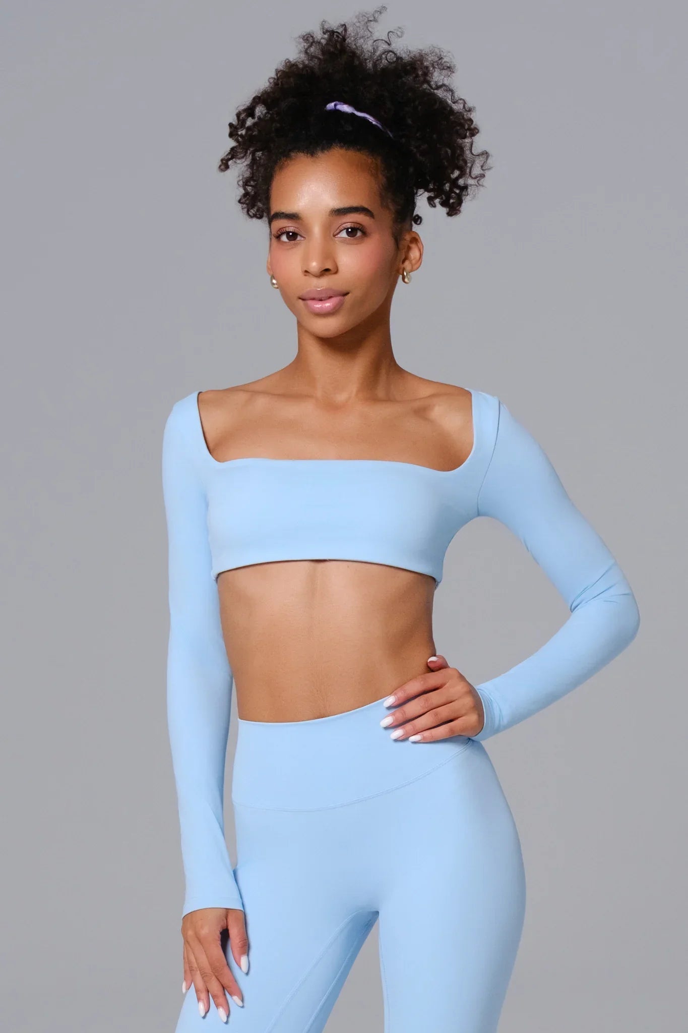 Top Manga Longa Camila - Azul Claro