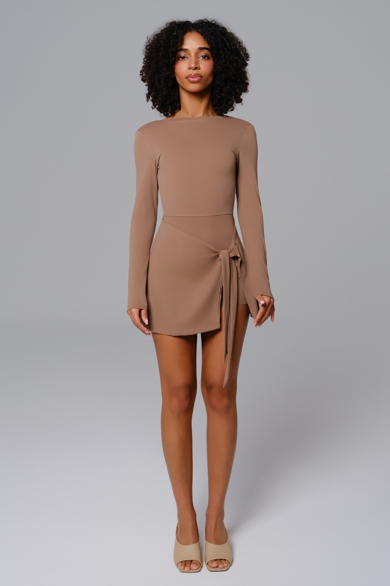 Chloe Long-Sleeve Mini Dress - Latte (FINAL SALE)