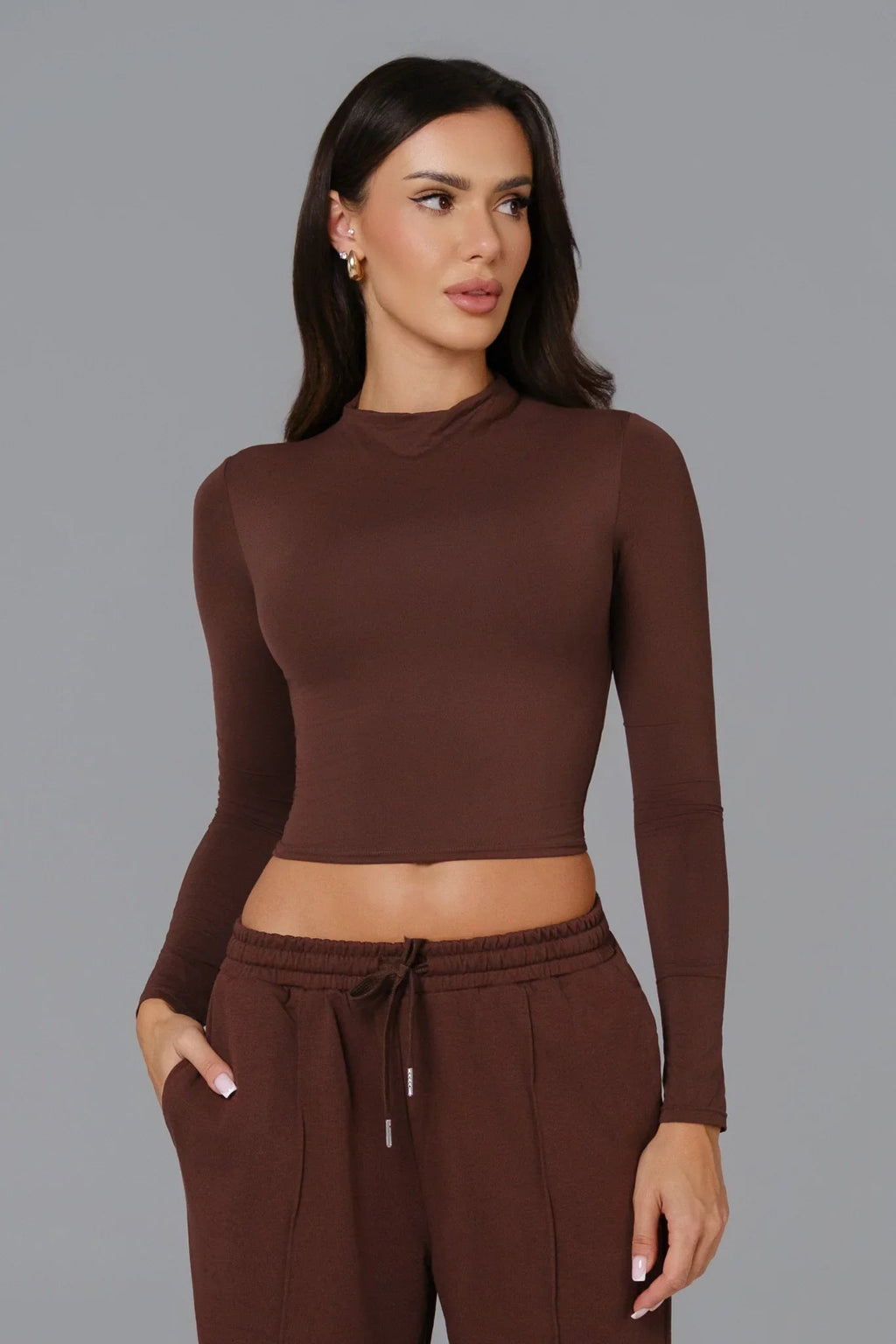 Ellie Long Sleeve Top - Brown