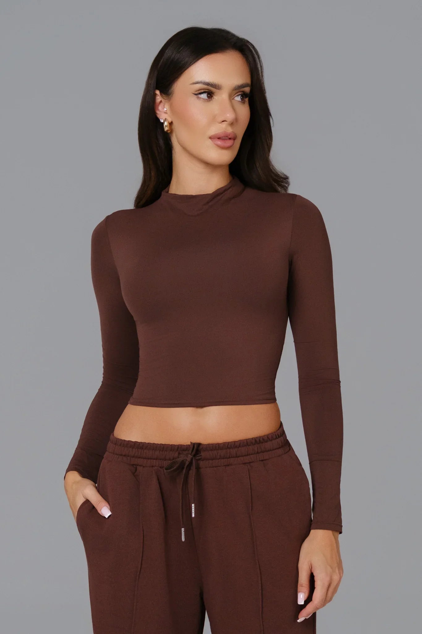 Ellie Long Sleeve Top - Brown