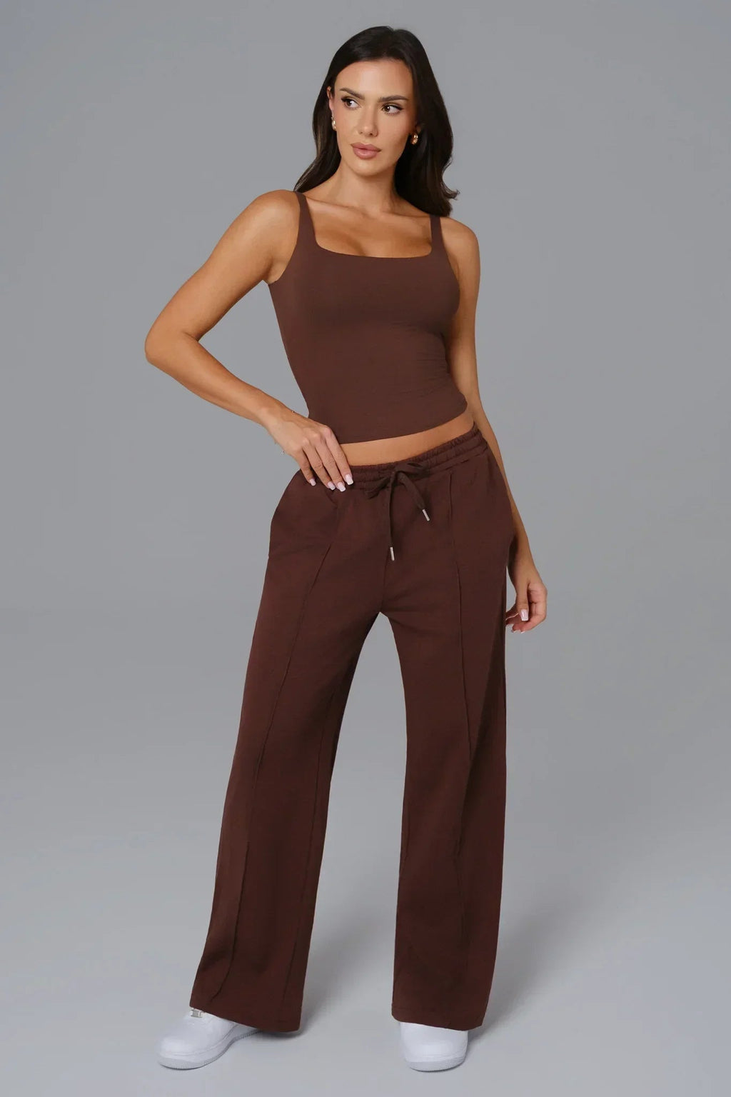 Conjunto Ellie Manga Curta - Marrom