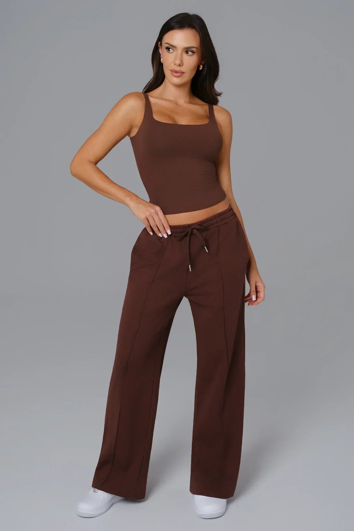 Conjunto Ellie Manga Curta - Marrom