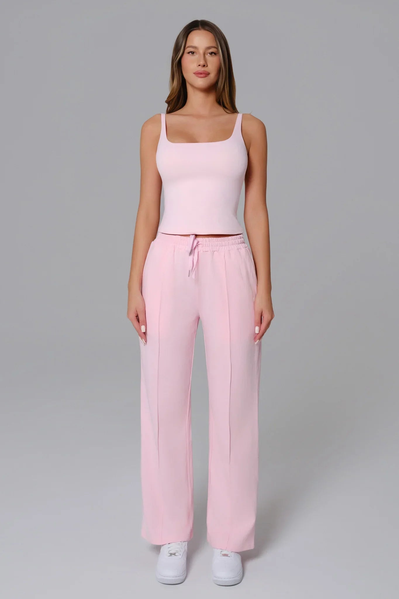 Conjunto Ellie Manga Curta - Rosa Claro