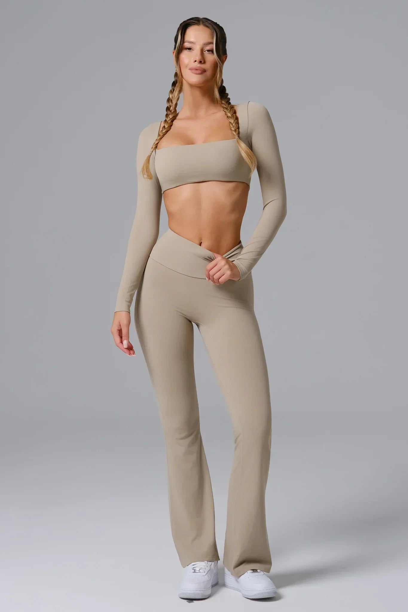 Conjunto Haven Manga Longa - Bege