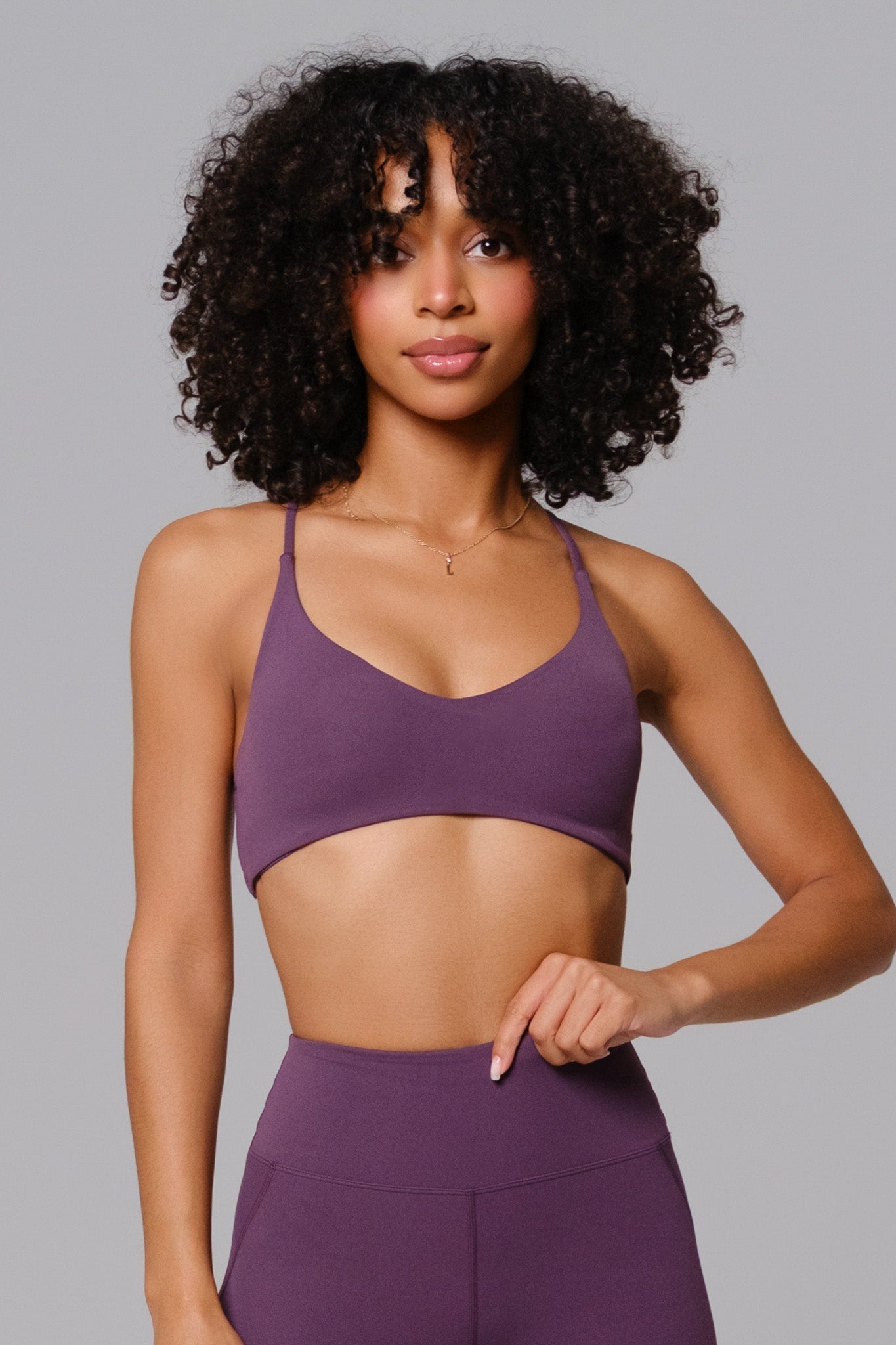 Nicole Strappy Sports Bra - Aubergine